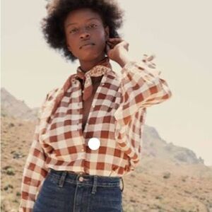 Doen O’Keefe Blouse in Nutmeg Gingham, size XS